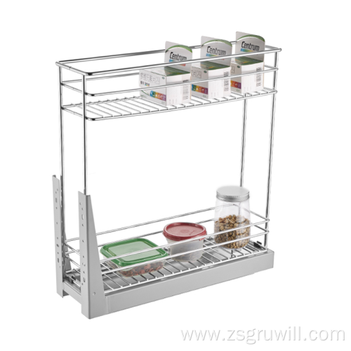 Two layers Kitchen Cabinet Basket with Smooth guide